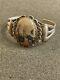 Splendid Fred Harvey Era Petrified Wood Sterling Sil Cuff Navajo Bracelet Tj744