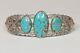 Sterling Fred Harvey Three Turquoise Cuff Wow