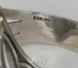 Sterling Silver Fred Harvey Era Ovoid Turquoise Cuff Bracelet