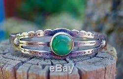 Sterling Silver Turquoise Bracelet Cuff Cutout FRED HARVEY Handmade RRL Old Pawn