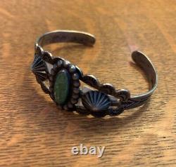 Sterling Silver Turquoise Native American Fred Harvey Cuff Bracelet