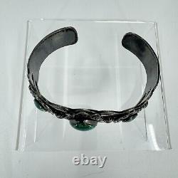 Sterling Silver Turquoise Native American Fred Harvey Era Stamped Cuff 6.5