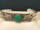 Sterling Silver Vintage- Fred Harvey Era- Green Turquoise Southwest Style Cuff