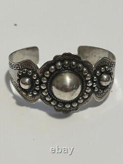 Sterling Silver Vtg Old Pawn Fred Harvey Thunderbird Dome Cuff Bracelet. 925