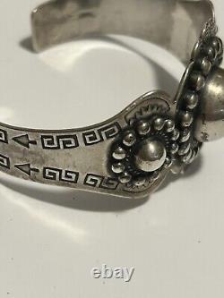 Sterling Silver Vtg Old Pawn Fred Harvey Thunderbird Dome Cuff Bracelet. 925