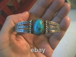 Stunning Old Pawn Fred Harvey Era Turquoise & Sterling Silver Cuff Bracelet