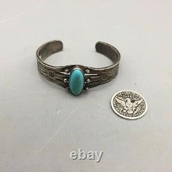 Sturdy! Handmade, Fred Harvey Era Bracelet Sterling Silver and Turquoise