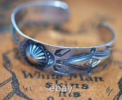 Superb Early Navajo Whirling Log Sterling Silver Cuff Bracelet