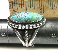 TWO Fred Harvey Era Navajo Turquoise TWO SIGNED Sterling Silver FOUR Ring Lot