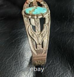 Turquoise Fred Harvey Era Navajo Sterling Silver ARROW Bracelet