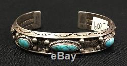 Turquoise & Sterling Silver Bracelet Old School Piece From the Fred Harvey Era