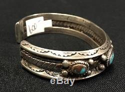 Turquoise & Sterling Silver Bracelet Old School Piece From the Fred Harvey Era