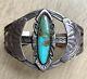 Turquoise Sterling Silver Navajo Fred Harvey Era Bell Trading Post Cuff Bracelet