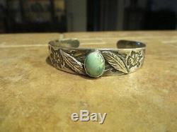 UNUSUAL OLD Fred Harvey Era Navajo Sterling Silver Turquoise FEATHER Bracelet