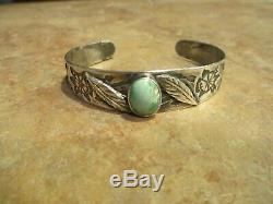 UNUSUAL OLD Fred Harvey Era Navajo Sterling Silver Turquoise FEATHER Bracelet