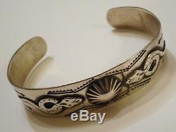 VERY OLD & RARE Fred Harvey VINTAGE Coin Silver SNAKE Cuff BRACELET as is