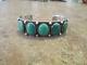 Very Scarce Old Fred Harvey Era Navajo Sterling Silver Turquoise Row Bracelet