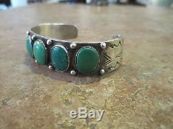 VERY SCARCE OLD Fred Harvey Era NAVAJO Sterling Silver Turquoise ROW Bracelet