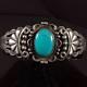 Vintage Fred Harvey Sleeping Beauty Turquoise Stamped Silver Cuff 1930's