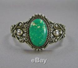 VINTAGE NAVAJO Fred Harvey Sterling Silver RARE Cerrillos Turquoise Cuff Sz6.25