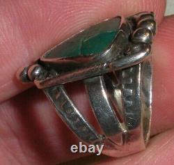 VINTAGE NAVAJO TURQUOISE STERLING SILVER RING SIZE 5 FRED HARVEY ERA STAMPS vafo