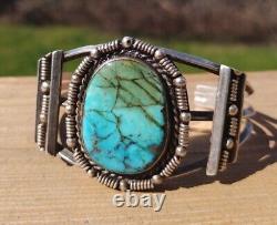 VINTAGE STERLING SILVER NAVAJO TURQUOISE Cuff 36.1 Grams