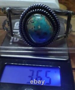 VINTAGE STERLING SILVER NAVAJO TURQUOISE Cuff 36.5 Grams