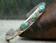 Vtg 1920's Navajo Fred Harvey Silver Turquoise Native Flat Top Whirling Log Cuff