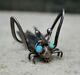 Vtg Fred Harvey Native American Navajo Silver Turquoise Insect Grasshopper Pin