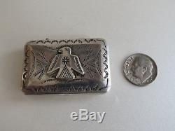 VTG Fred Harvey era style sterling silver Navajo thunderbird pill box