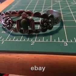 VTG Navajo FRED HARVEY Thunderbird COIN SILVER TURQUOISE BRACELET