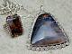 Vtg Old Pawn Navajo Native Silver Petrified Wood Ring & Necklace Set Fred Harvey