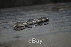 VTG Old Pawn Silver & Turquoise Bar Pin in Box Fred Harvey Tourist Era southwest