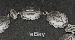 VTG Sterling Silver Concho Belt Fred Harvey Era Hand Stamped 28.5 Inches E64