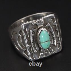 VTG Sterling Silver NAVAJO Turquoise Thunderbird Men's Ring Size 10.5 8g