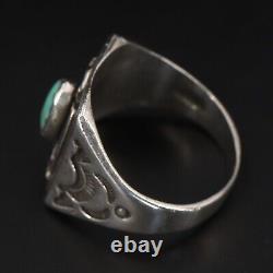 VTG Sterling Silver NAVAJO Turquoise Thunderbird Men's Ring Size 10.5 8g