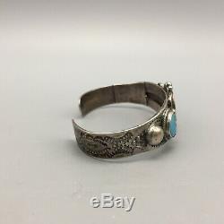 Very Nice Fred Harvey Era Turquoise And Sterling Silver Cuff Bracelet