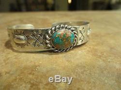 Very OLD Fred Harvey Navajo 900 Coin Silver ROYSTON Turquoise Cuff Bracelet