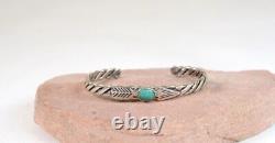 Very Small Fred Harvey Era Sterling Silver and Turquoise Bracelet -Stamped Arrow
