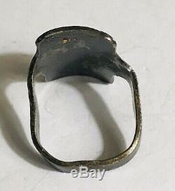 Very Vtg Fred Harvey Sterling Silver 925 Ring Turquoise Heavy Patina Old