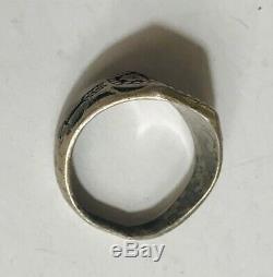Very Vtg Fred Harvey Sterling Silver 925 Signet Ring Kachina Patina Sz 11 Rare
