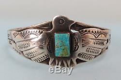 Very good thunderbird Fred Harvey VTG sterling silver cuff bracelet