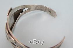 Very good thunderbird Fred Harvey VTG sterling silver cuff bracelet