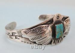 Very good thunderbird Fred Harvey VTG sterling silver cuff bracelet