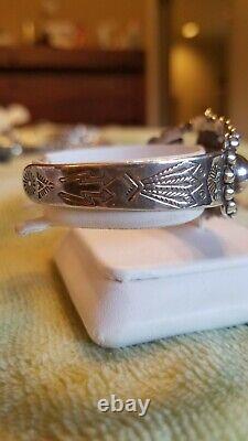 Very old Vintage Sterling Silver & Turquoise cuff OLD PAWN-era of Fred Harvey