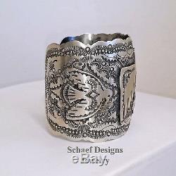 Vincent Platero Fred Harvey Style Sterling Silver Thunderbird Cuff Bracelet NEW
