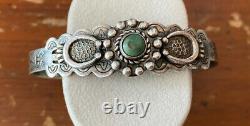 Vintage 1930s-1940s Fred Harvey Style Navajo Sterling Silver Cuff Bracelet