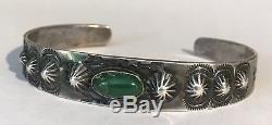 Vintage 40's Fred Harvey Navajo Indian Silver Cerrillos Turquoise Cuff Bracelet