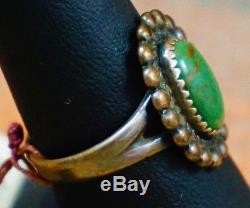 Vintage Bell Trading Fred Harvey Green Turquoise Sterling Silver Ring Size 8.25