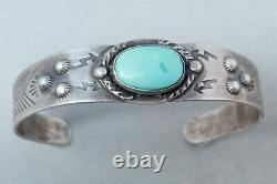 Vintage Classic Fred Harvey Navajo Sterling Silver Turquoise Cuff